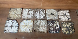 10 Sq Ft Antique Tin Ceiling Pieces Shabby Tile Chic Vtg Arts Crafts 80 23a