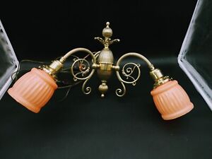 Antique Brass 2 Arm Electric Wall Sconce Fixture