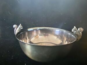 Wallace Silver Plate Nut Candy Dish With Squirrel Handles M632