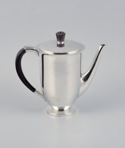 Evald Nielsen Coffee Pot In Danish 830 Silver And Ebony 1938 