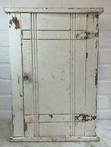 Antique Wood Wall Cabinet Shabby Farmhouse Primitive White Worn