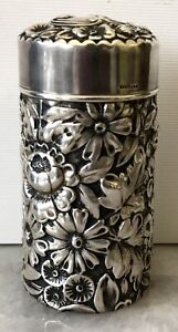 Antique 1896 Gorham American Hand Wrought Repousse Sterling Silver Powder Jar
