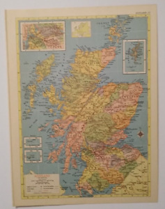 1956 Antique Scotland Atlas Map Vintage Hammond S Family Reference World Atlas