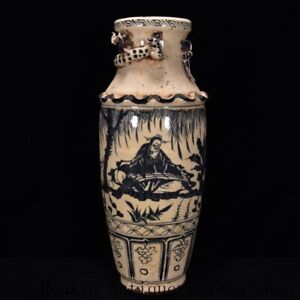 13 6 China Yuan Dynasty Blue And White Porcelain Character Story Zun Bottle Vase