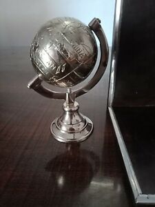 Brass Silver Globe Nautical World Geographic Mini Table Globe Bookend