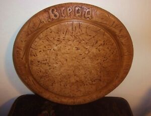 Antique 1800s Round Maple Bread Board Carved Bread On Rim Beautiful Patina 