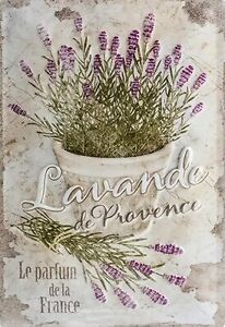 Lavande Provence On White Metal Tin Sign