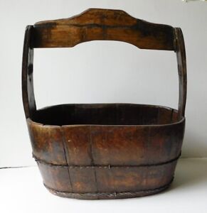 Antique Well Water Dipping Bucket Wood Staved Primitive Rustic