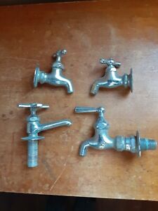 Set Of 4 Antique Vintage Water Spigot Faucet Plumbing Fixture Farm Sink