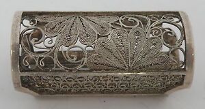 Early 1900 S Japanese Export 950 Sterling Silver Filigree Vinaigrette Pin Brooch