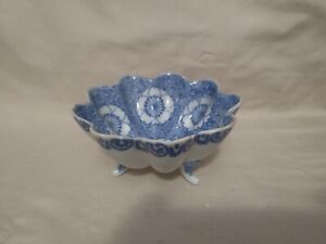 Antique Vintage Japanese Porcelain Footed Compote 19th Century Blue And White
