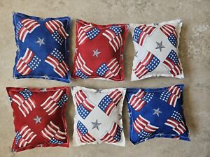 Primitive Bowl Filler Flag Ornies Mini Fabric Pillow Tier Tray Decor 6 Pc