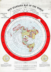 Flat Earth Map 1892 Alexander Gleason 16 X23 New Standard Map Of The World 1892