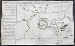 1760 Bowen Antique Map Plan Of Vijaydurg Fort Town Maharashtra State India
