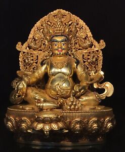 20 Tibet Buddhism Temple Bronze 24k Gold Gilt Yellow Jambhala Buddhism Statue
