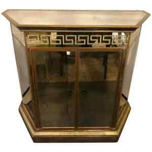 Mid Century Modern Greek Key Design Mirrored Bar Or Serving Cabinet