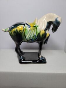 Vintage Chinese Tang Dynasty Drip Style Glaze Horse Figurine