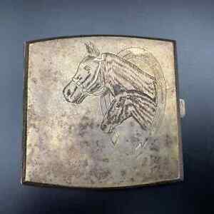 Antique Russia Horse Horseshoe Cigarette Case Box 84 Continental Silver