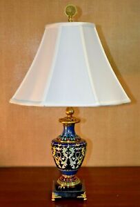 25 Chinese Cloisonne Vase Lamp Double Phoenix Asian