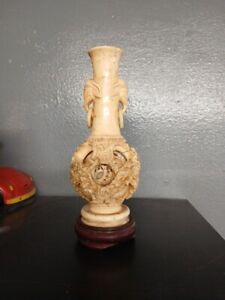 Vintage Intricately Carved Asian Puzzle Ball Vase