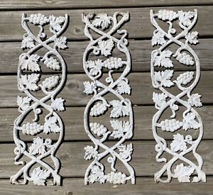 3 Vtg Wrought Iron Scrolled Grape Vine Grapes Leaves Panels Architecture Salvage