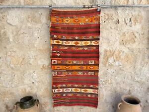 Handwoven Turkish Vintage Area Kilim Home Living Oushak Rug Anatolian Nomedic
