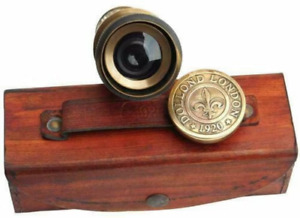 Telescope Antique Hand Held Pocket Spyglass In Lather Box Christmas Gift
