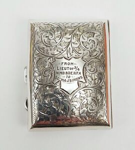Birmingham 1912 Sterling Silver Pocket Cigarette Case Royal Field Artillery