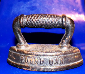 Antique Round Oak Stoves Ranges Cast Iron Mini Sad Iron Sample Or Paperweight