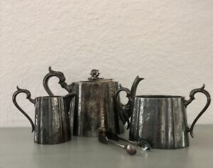 Silver Plated Complete 4 Pc Tea Set Fattorini Sons Bradford Antique England