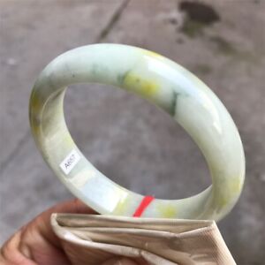 58 6mm Certified Natural Yellow Green Jadeite Bracelet Burma Jade Bangle