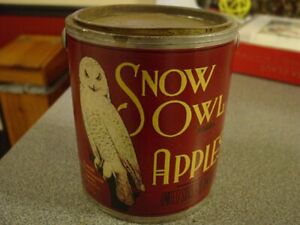 Snow Owl Brand Apples Perham Fruit Metal Can Yakima Washington Wa Steel