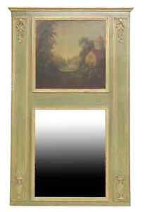 Mirror Trumeau French Louis Xvi Style Parcel Gilt Painted 71 H 20th C 