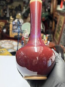Vtg Chinese Porcelain Flamb Ox Blood Vases