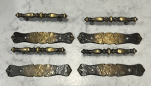 Vintage 4 Sets Of Amerock Hammered Brass D219425 Drawer Pull Handle 176a 1971
