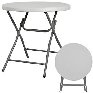 32 Folding Table Round Plastic Cafe Dining Card Table In Outdoor Party White