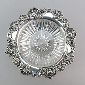 Lovely Antique Sterling Silver American Brilliant Period Cut Glass 5 Bowl Dish