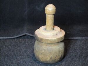 Antique Primitive Wooden Plunger Type Small Butter Press Mold Floral Pattern