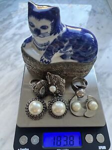 Vintage 925 Sterling Silver Jewelry Lot Or Scrap 183 81 Grams Earrings Rings