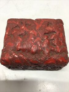 Small Antique Worn Chinese Carved Cinnabar Box 12 3 75 X 3 25 X 2 