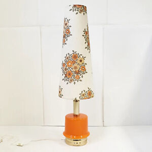 Floor Lamp Set Vintage 1970 Space Age Glass Orange Brass 70s Flower Power