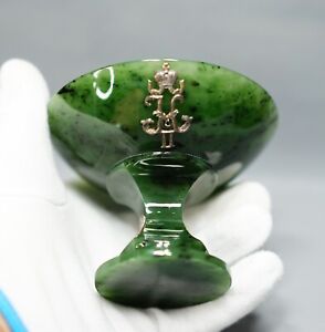Wwi Imperial 1916 Jade Nephrite Silver 88 Centrepiece Bowl Nicholas Ii Romanov