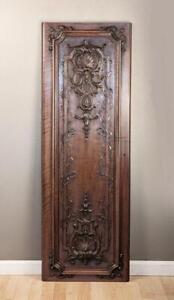 55 Tall Hand Carved French Antique Renaissance Walnut Wood Panel Door
