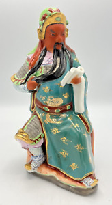 Chinese Red Face Guan Yu Gong Warrior Hand Painted Porcelain Figurine Read
