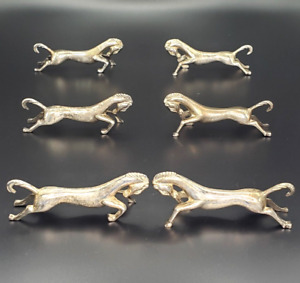 Set Of 6 Vintage Mid Century Art Deco French Silver Plate Horse Knife Rests 3 2 