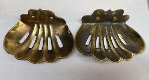 Vintage Pair Of Brass Clam Shell Wall Mount Soap Holder Soap Dish