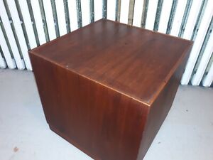 Mid Century Modern Wood Pedestal Stand Or Table Cube Shape