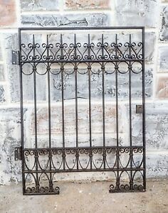 Antique Scrolled Hearts Rings Gothic Iron Locking Bank Teller Window Panel Door
