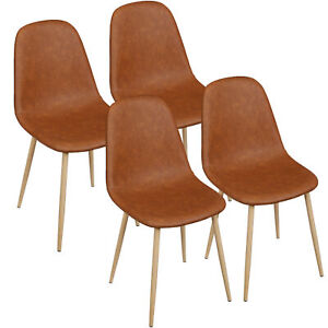 4pcs Pu Leather Dining Chairs With Metal Legs Side Chairs For Dining Room