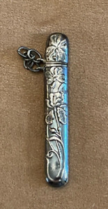 Needle Case Sterling Silver Etui Pendant Antique Art Nouveau Necklace Chatelaine